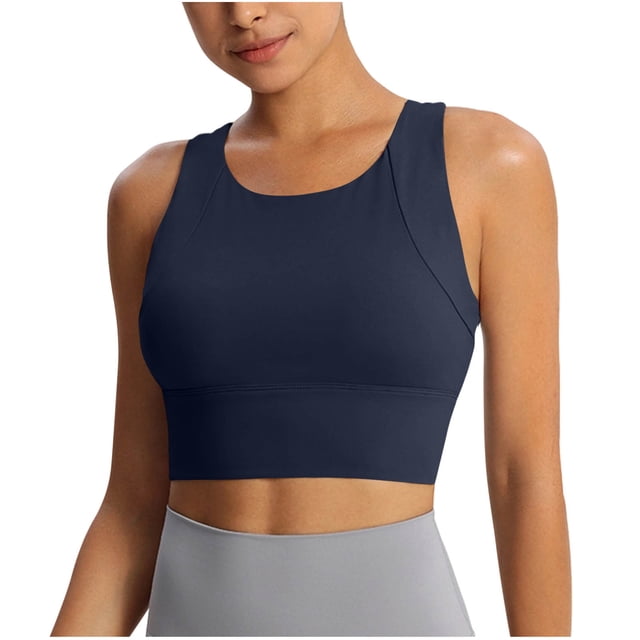 Workout Sports Bras for Women Solid Color Double Shoulder Shockproof Yoga Wireless