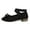 Black, variant on Elegant Summer Casual Pointed Toe Low Heel Flat Shoes with Rhinestone Strap and Bow Tie Detail for Women