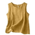 thumbnail image 2 of Cotton Linen Tank Tops for Women Summer Casual Comfy Sleeveless Linen Shirts Loose Lightweight Gauze Cami Yellow L, 2 of 6