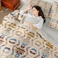thumbnail image 4 of Homewish Vintage Aztec Geometric 7-Piece Bedding Comforter Set,Rustic Farmhouse Cabin King Bedding Sets,Brown Blue Bed Sheets For Adults,Super Cozy Room Decor Reversible, 4 of 8