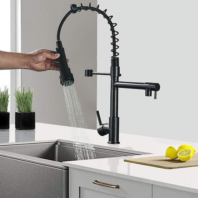 Matte Black Kitchen Faucet, Utility Faucet for Kitchen Sink with Easy Cleaning Features, Durable and Stylish Design for Your Modern Home