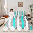 thumbnail image 3 of Homewish Geometric Stripe Twin Comforter Sets, Glitter Sequin Bling Print Bedding Set, Cyan White Gray, Gray Reversible, 2-Piece 1 Comforter and 1 Pillowcase, 3 of 6