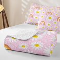 thumbnail image 4 of Erosebridal Daisy Flower Floral Twin Quilt Set for Girls, Boho Pink Rainbow Print Twin Coverlet Set, 2-Piece, 4 of 7