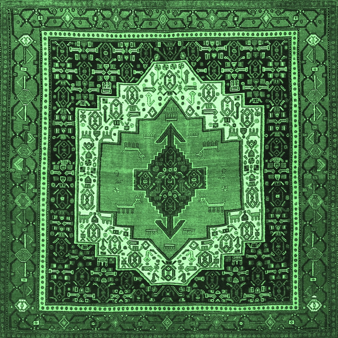 Ahgly Company Indoor Square Persian Emerald Green Traditional Area Rugs ...