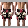 thumbnail image 3 of luoweisi Men's Beach Shorts Quick Dry Swim Trunks with Mesh Lining Couple Skulls 2XL, 3 of 5
