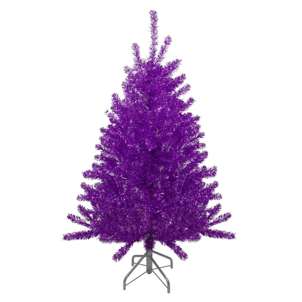 4.5' Metallic Purple Tinsel Artificial Christmas Tree - Unlit - Walmart ...