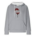 thumbnail image 4 of TFEOQRY Womens Christmas Sweatshirts Creative Christmas Printed Drawstring Pullover Sweatshirts with Pockets Long Sleeved Hooded Sweatshirts Gray-1, 4 of 4