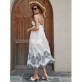thumbnail image 5 of Women's Cotton Embroidered Midi Dress - Classic Black And White A-Line Sundress With Contrast Trim, Perfect For Vacation, 5 of 5