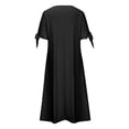 thumbnail image 5 of Nmnitkp Summer Dresses for Women Casual V Neck Short Sleeve Button Maxi Dress Solid Color Eyelet Oversize Womens Dresses for Daily Wear S-3XL, 5 of 6