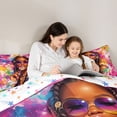 thumbnail image 4 of Castle Fairy Graffiti Black Woman Queen Comforter Set 3 Pieces,Lollipop Print Comforter Sets Queen,Pink Purple,1 Comforter and 2 Pillowcases, 4 of 6