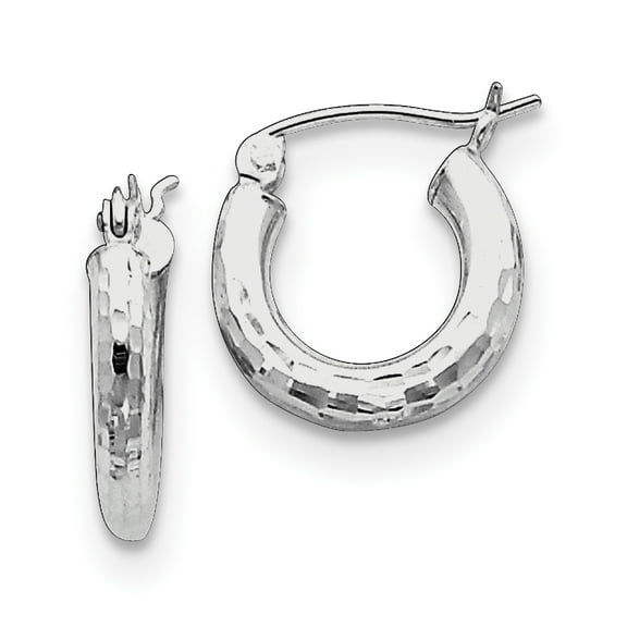 Primal Silver Sterling Silver Rhodium-plated 3.00mm Diamond-cut Hoop Earrings