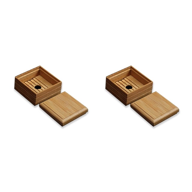 Bewildely Bamboo Soap Box Sturdy Convenient Soap Container Storage Bathtub Accessories Dish Waterproof Dish Rack Shower Durable for Hotel Como se muestra 2piezas Bewildely CBP585659