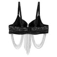 thumbnail image 6 of TiaoBug Womens Shiny Rhinestone Underwire Push Up Bra Belly Dance Top Tassel Corset Crop Bustier Black 34/75C, 6 of 6