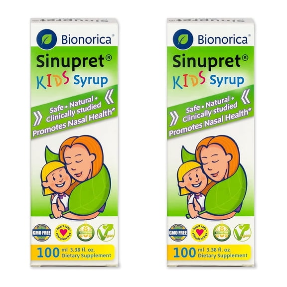 Sinupret Kids Sinus & Immune Syrup, Natural Respiratory & Immunity Boost, Herbal Support with Verbena & Elder Flower, Cherry Flavor, 3.38 oz (2 Pack)