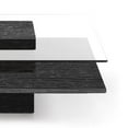 thumbnail image 3 of Cid 39 Inch Modern Coffee Table, Glass Top, Wood Block Pedestal Base, Black- Saltoro Sherpi, 3 of 5