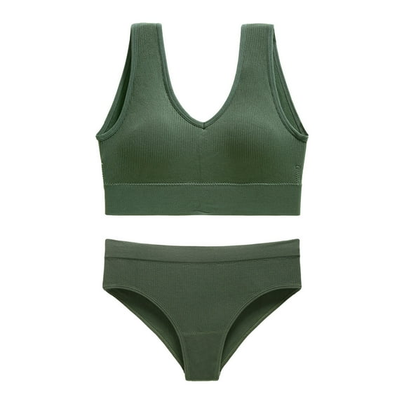 Teissuly Women's Underwear Without Steel Rings Sports Suspender Sexy Bra Tank Top Pants Set