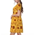thumbnail image 2 of Naloa Vintage Leopard Print Sunflower Print Womens Summer A-Line Dress with Pockets,Short Sleeve Dresses,Flowy Beach Swing Dress for Vacation Travel, 2 of 6