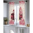 thumbnail image 5 of Valentine's Day Sheer Curtains 54 Inch Length 2 Panels Set for Living Room/Bedroom, Romantic Love Truck Roses Plaid Beige Kitchen Curtains Grommet Semi-Sheer Curtains Window Treatments 42"x54"x2, 5 of 7
