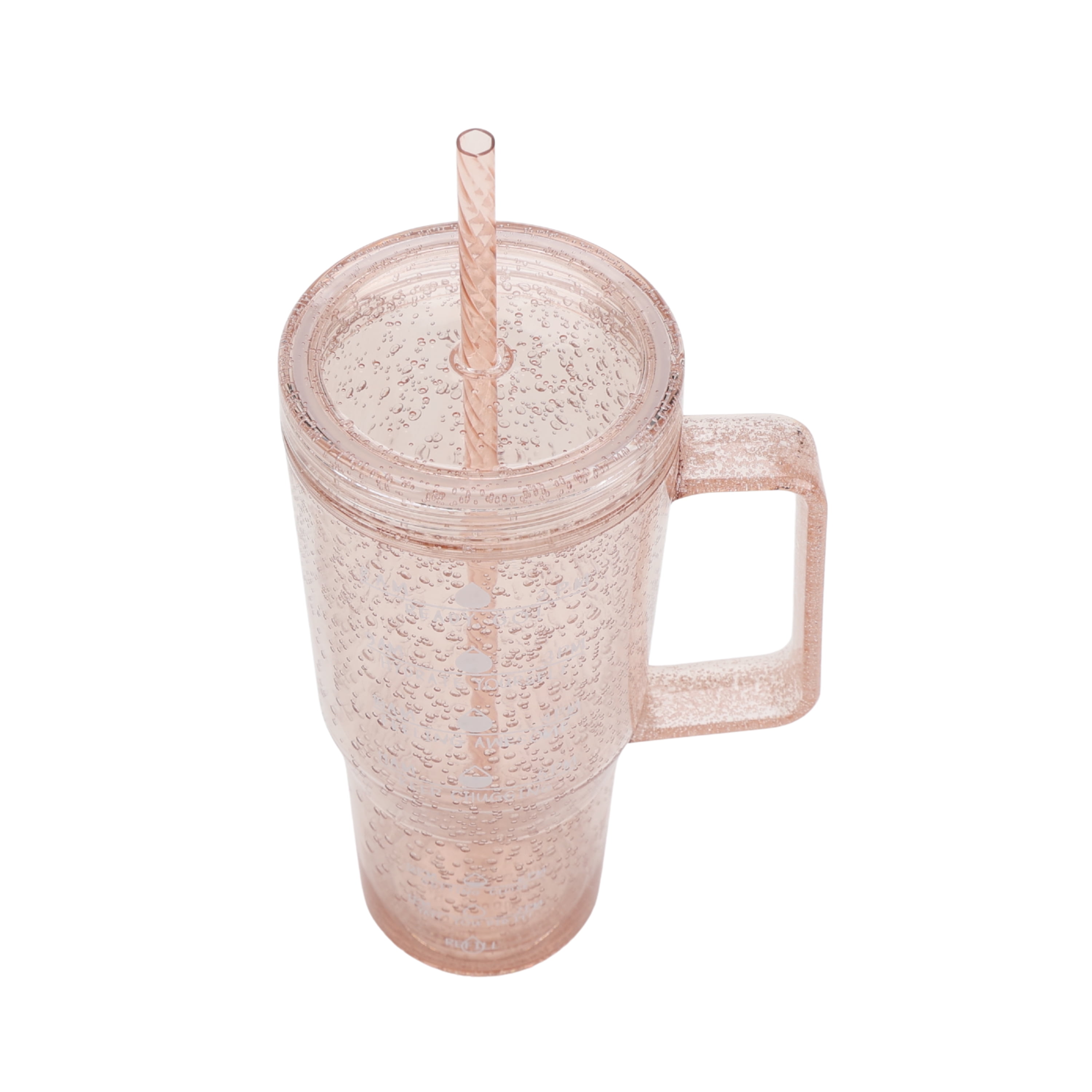 Mainstays 30 oz Pink Bubble Pattern Tumbler with Handle