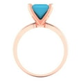 thumbnail image 4 of 2.5 ctw Solitaire Anniversary Ring for Women | Princess Cut Simulated Turquoise | Hyperallergenic Solid 14K Rose Gold, 4 of 5