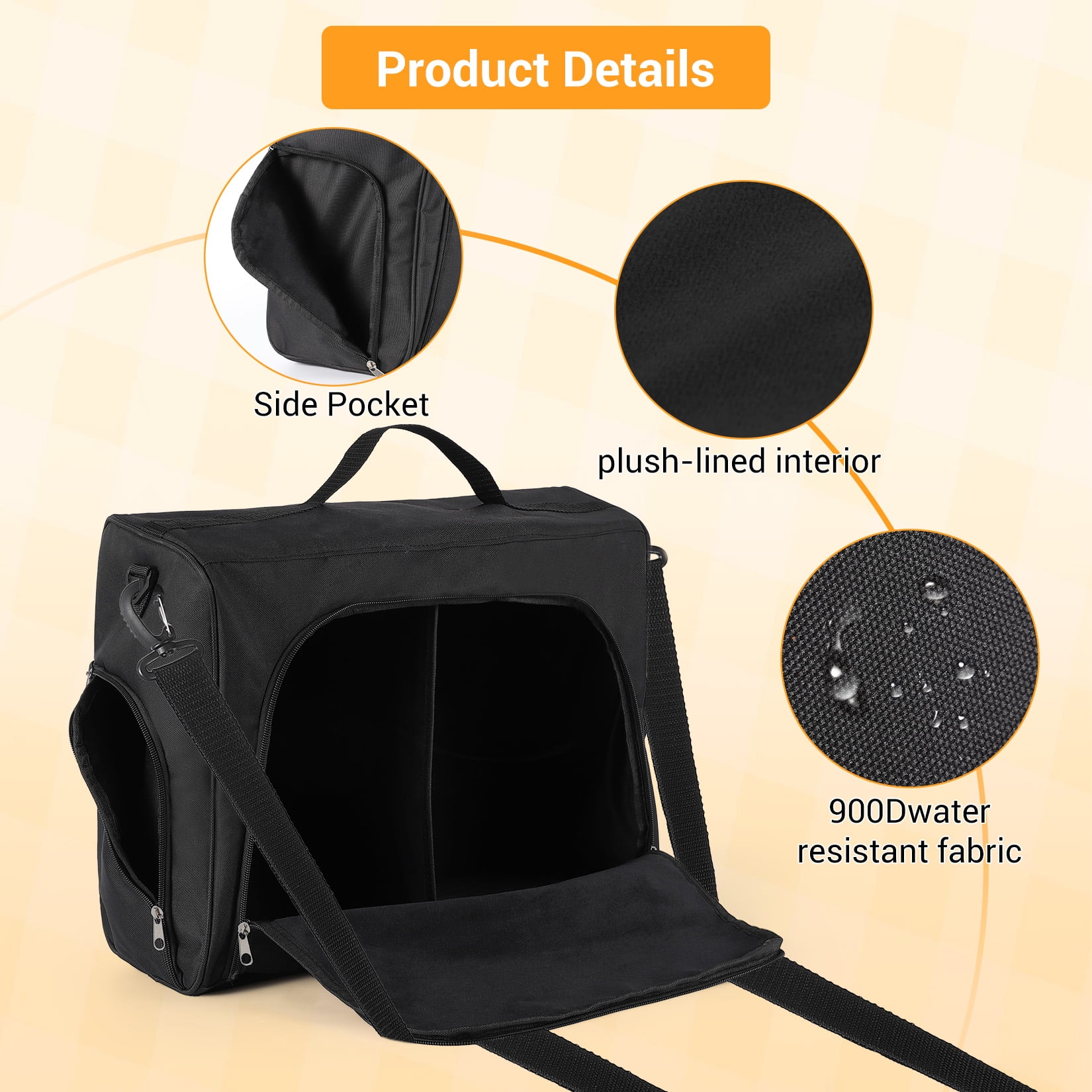 Garvee Baseball Caps Organizer Bag, 17 x 7 x 13.7", 2 Pack, Oxford Fabric Cap Organizer, Black
