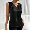 thumbnail image 3 of SHITINN Women Summer V Neck Casual Soild Color Satin Sleeveless Basic Vest Shirt Fashionable Sleeveless Top Long Sleeves Top Women Tops for Women Loose Tang Tops 5 Way Bra Air Top Women Lace Cold, 3 of 5