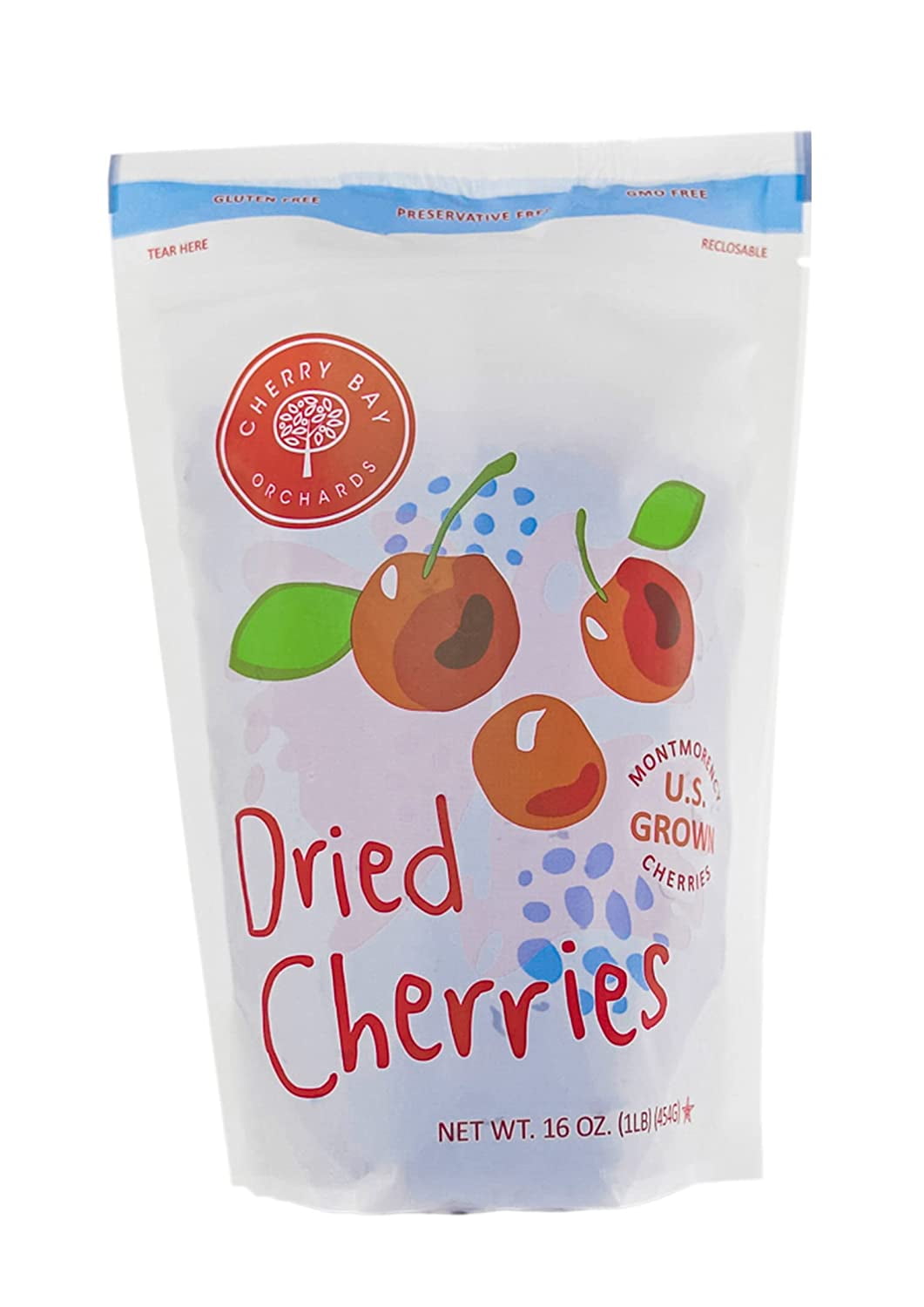 Cherry Bay Orchards - Dried Montmorency Tart Cherries - Pack of Two 16 oz Bags (32 oz Total) - 100% Domestic, Natural, Kosher Certified, Gluten-Free, and GMO Free - Packed in a Resealable Pouch