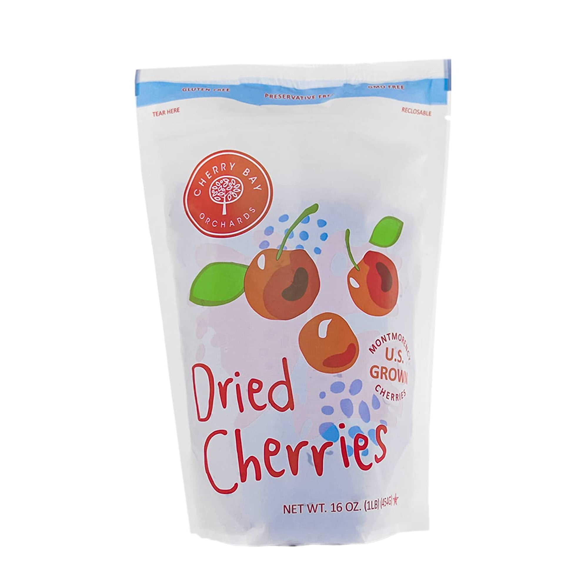 Cherry Bay Orchards - Dried Montmorency Tart Cherries - 16 oz Bag 100% Domestic Natural Kosher Certified Gluten-Free and GMO Free - Packed in a Resealable Pouch