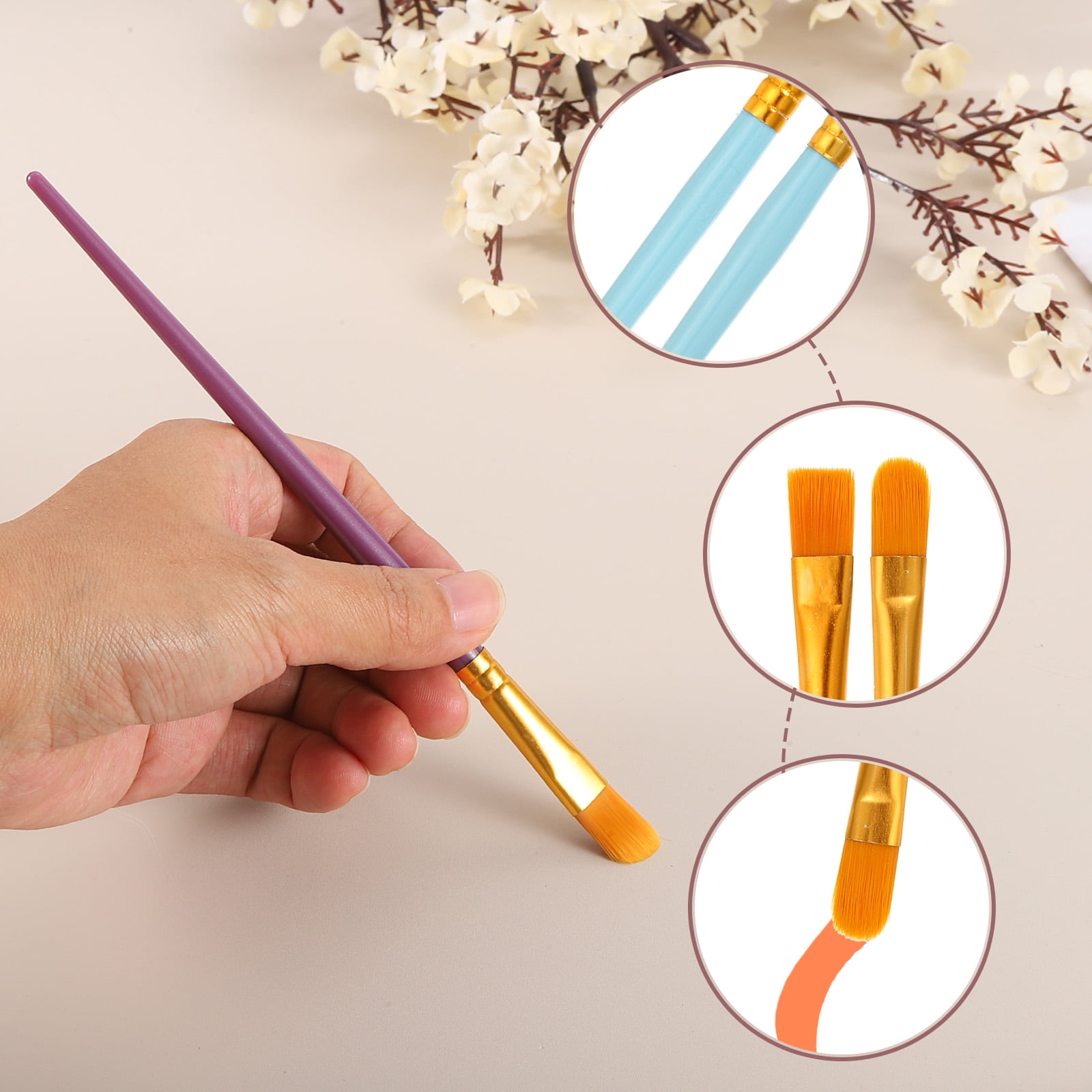 Paint Brushes Set, 100Pcs Acrylic Paint Brush Nylon Hair for Watercolor Oil Painting Miniature Detailing Rock Painting, Blue