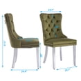 thumbnail image 3 of MIKIBAMA High-End Tufted Velvet Dining Chair Set of 4, Solid Wood with Chrome Stainless Steel Legs and Nailhead Trim, Olive Green Chrome, 3 of 9