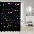thumbnail image 2 of Manfei Cartoon Kitten Shower Curtain 72Wx84L, Watercolor Animal Bathroom Shower Curtain, Black Neon, 2 of 5