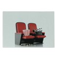 thumbnail image 1 of Movie Theater Cutting Board, 3D Illustration Cinema Concept Clapper Board and Popcorn on Theater Seat, Decorative Tempered Glass Cutting and Serving Board, Small Size, Red Black White, by Ambesonne, 1 of 1