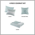thumbnail image 2 of Izzovium King/Cal King 4 Piece Seersucker Quilt Set, Aqua Floral Farmhouse Style with Decorative Pillow, Hypoallergenic, 2 of 16
