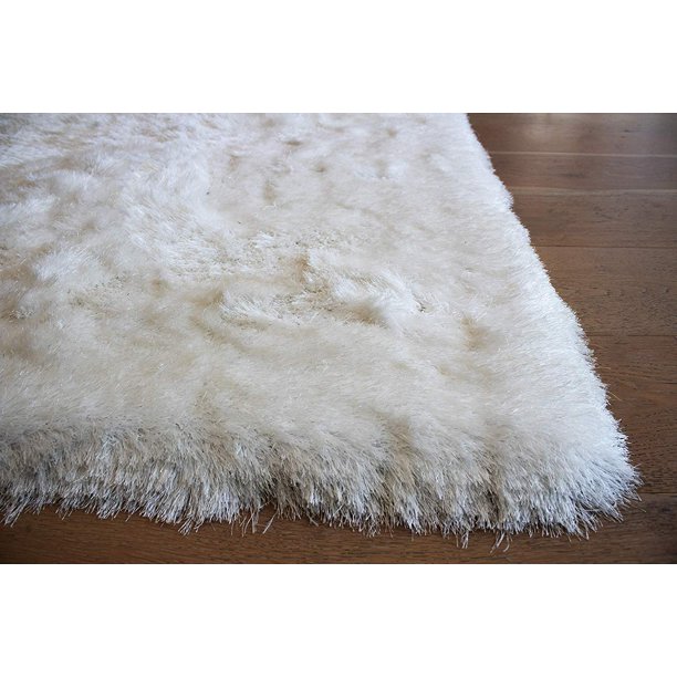 8'x10' Feet White Color Shag Shaggy Furry Modern Contemporary