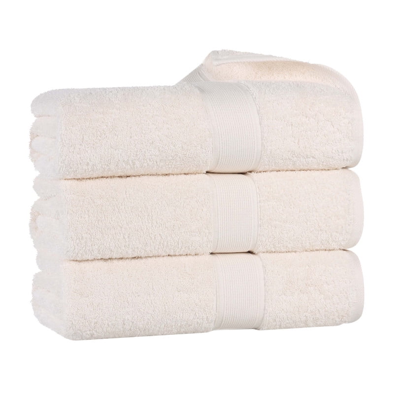 Superior Oregon Organic Cotton 3 Piece Bath Towel Set, Soft Medium Weight Towels, Ivory