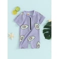 thumbnail image 3 of FEORJGP Toddler Girls Rash Guard Swimsuit Infant 0-3Y One-piece Swimwear Zipper Rompers Short Sleeve Jumpsuit Avocado Print Rompers Crew Neck Bodysuite Soft Bathing Suit for Summer Beachwear, 3 of 9