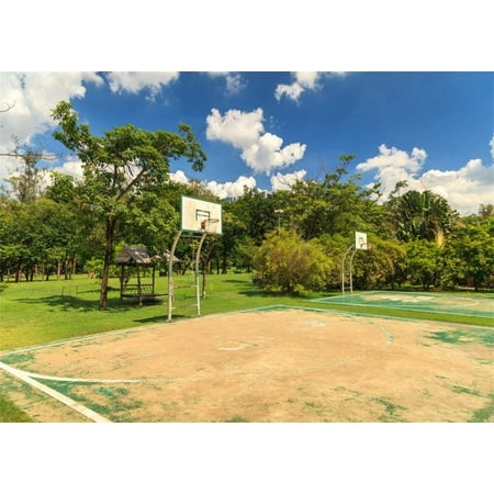 Image of ABPHOTO 7x5ft Basketball Court Backdrop Nature Outdoor School Playground Backdrops