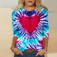 thumbnail image 2 of BLVB Tie Dye Heart Graphic T Shirt Women Valentines Shirt Cute Pattern 3/4 Sleeve Tops Spring Crewneck Tees, 2 of 5