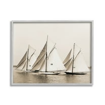 Stupell Industries Vintage Ship Fleet Transportation Photography Gray Framed Art Print Wall Art, 30 x 24