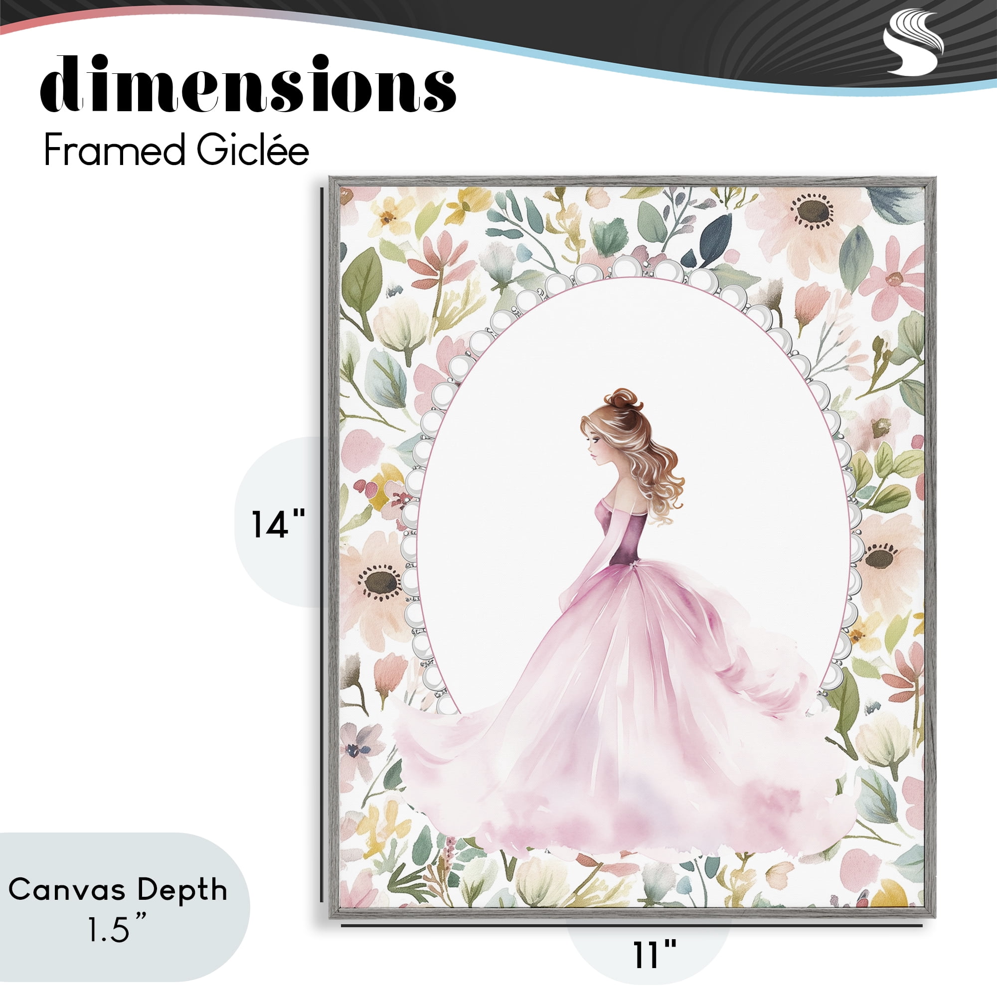 Stupell Industries Elegant Princess Love Gray Framed Giclee Art, design by Christine Simpson Art