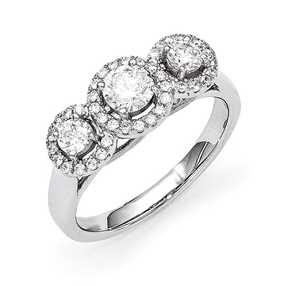 Sterling Silver and Cubic Zirconia Brilliant Embers 3 Stone Ring - Size 8