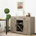 thumbnail image 3 of Gymax Kitchen Storage Buffet Cabinet Farmhouse Wooden Sideboard w/2 Drawer & Wine Rack, 3 of 10