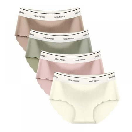 

Women s Seamless Briefs Pack of 4 Ice Silk Panties Mid-Rise No Show Underwear