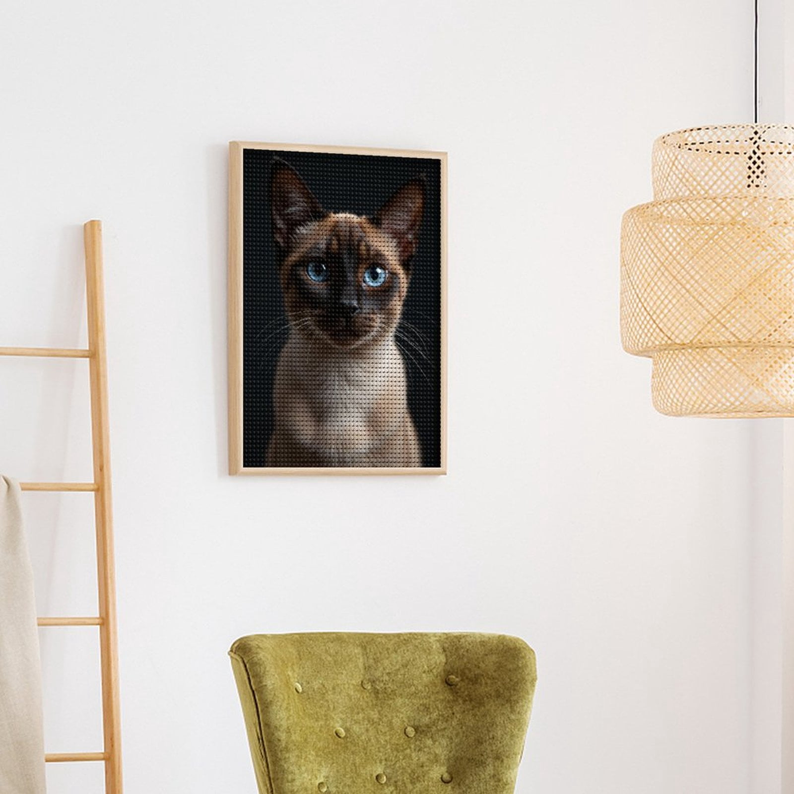 Diamond Art Kits for Adults - Blue Eyed Siamese Cat Portrait 5d Diamond Painting for Adults, Diamond Art for Adults Beginners, Frameless Diamond Painting Kits for Adults for Home Wall Decor