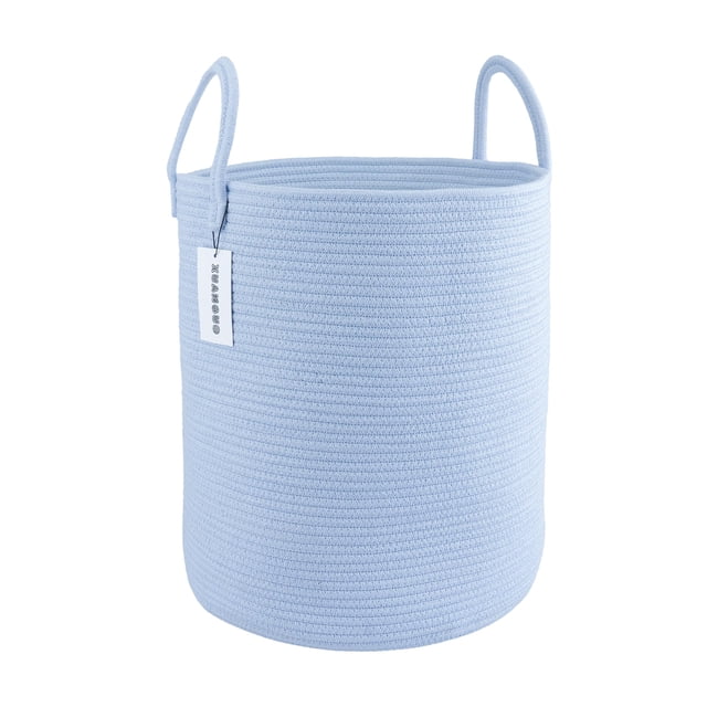 Cesto para ropa sucia XUANGUO, tejido con cuerda de algodón, color azul claro