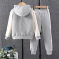 thumbnail image 3 of Hansber Girls 2-Piece Active Hoodie and Athletic Jogger Sweatpants and Sweatshirt Kids Clothing Set Grey 2Y, 3 of 7