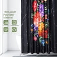 thumbnail image 3 of Black Flowers Shower Curtain, Shower Curtain Colorful Floral, Polyester Fabric Waterproof Shower Curtains for Bathroom Decoration, Modern Shower Curtain Set with 12 Hooks, 72" x 72", 3 of 6