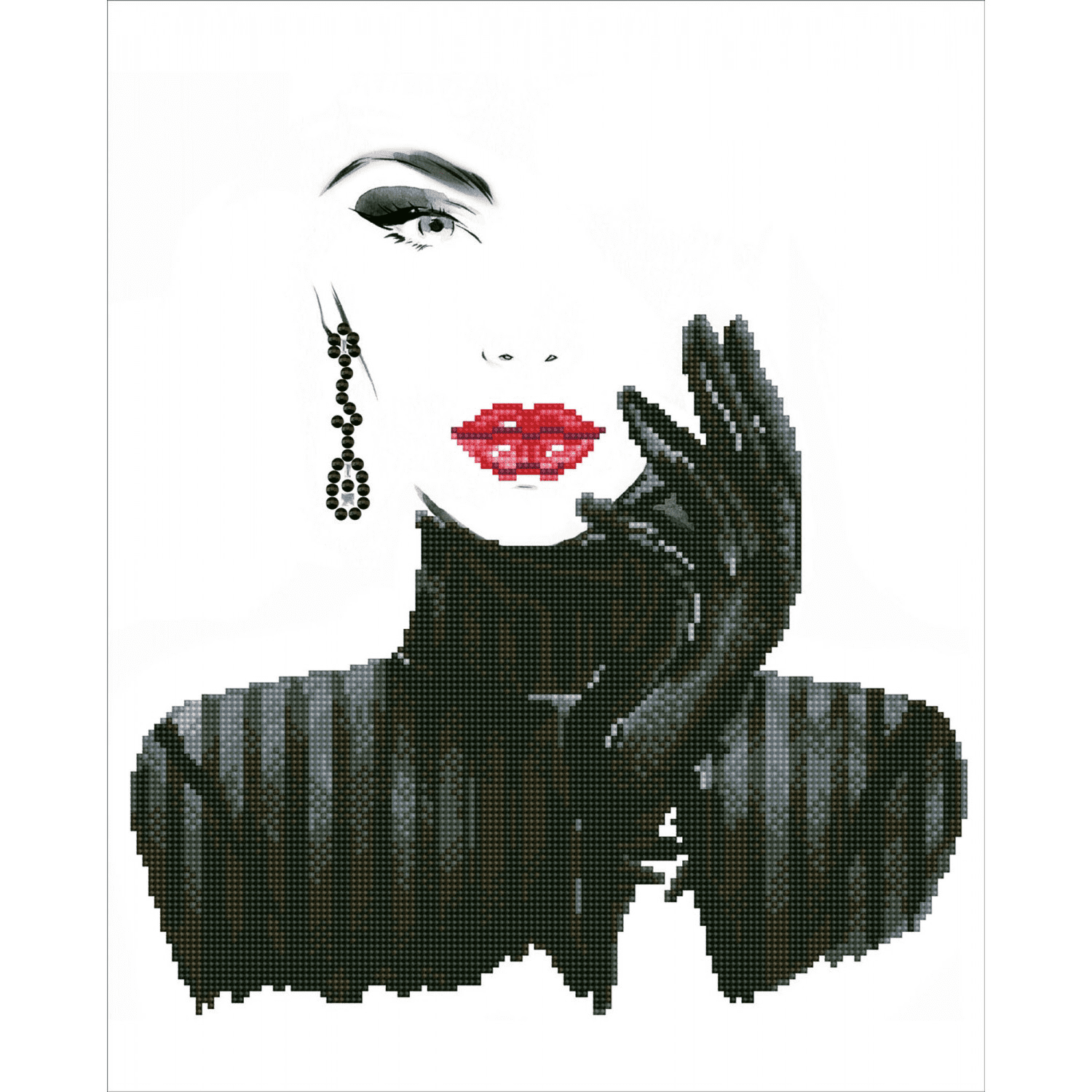 Diamond Dotz Lady in Black Diamond Painting Kits for Adults - Diamond Art Kits a Relaxing Creative Craft Kit with Dotz Gems 20.5x16.5