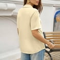 thumbnail image 3 of Garbnen Beige Polo Shirts Women Dressy V Neck Fitted Short Tops for Women Collared Spring Summer Business Women's Blouse, 3 of 5