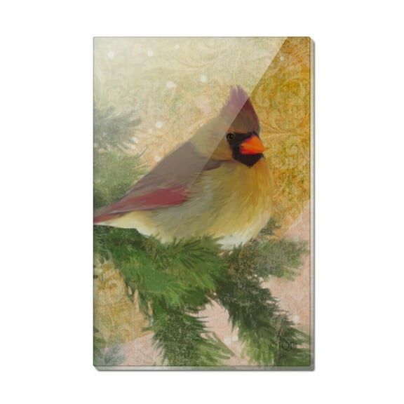 Christmas Holiday Cardinal Bird Rectangle Acrylic Fridge Refrigerator Magnet